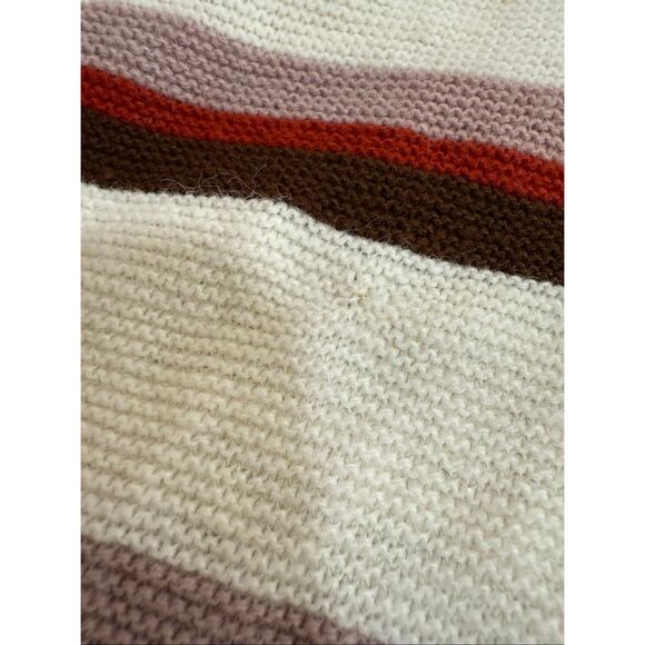 Vintage Montgomery Ward Cream Stripe Polo Collared Sweater Button M - Picture 5 of 7